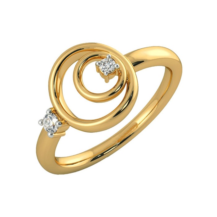 Unique Orbital Yellow Gold Ring with 0.09 Carat Diamonds in 14K Yellow Gold